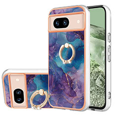 Custodia Silicone Gel Morbida Fantasia Modello Cover con Anello Supporto YB1 per Google Pixel 8a 5G Viola