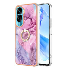 Custodia Silicone Gel Morbida Fantasia Modello Cover con Anello Supporto YB1 per Huawei Honor 90 Lite 5G Lavanda