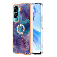 Custodia Silicone Gel Morbida Fantasia Modello Cover con Anello Supporto YB1 per Huawei Honor 90 Lite 5G Viola