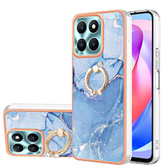 Custodia Silicone Gel Morbida Fantasia Modello Cover con Anello Supporto YB1 per Huawei Honor X6a Blu