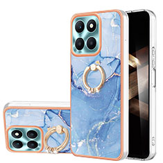 Custodia Silicone Gel Morbida Fantasia Modello Cover con Anello Supporto YB1 per Huawei Honor X8b Blu