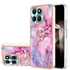 Custodia Silicone Gel Morbida Fantasia Modello Cover con Anello Supporto YB1 per Huawei Honor X8b Rosa
