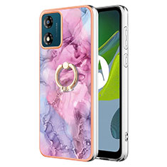 Custodia Silicone Gel Morbida Fantasia Modello Cover con Anello Supporto YB1 per Motorola Moto E13 Lavanda