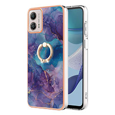 Custodia Silicone Gel Morbida Fantasia Modello Cover con Anello Supporto YB1 per Motorola Moto G53 5G Viola