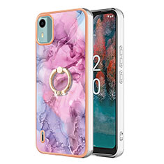 Custodia Silicone Gel Morbida Fantasia Modello Cover con Anello Supporto YB1 per Nokia C12 Pro Lavanda