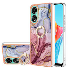 Custodia Silicone Gel Morbida Fantasia Modello Cover con Anello Supporto YB1 per Oppo A78 4G Lavanda