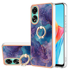 Custodia Silicone Gel Morbida Fantasia Modello Cover con Anello Supporto YB1 per Oppo A78 4G Viola