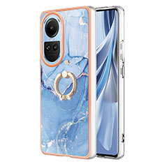 Custodia Silicone Gel Morbida Fantasia Modello Cover con Anello Supporto YB1 per Oppo Reno10 Pro 5G Blu