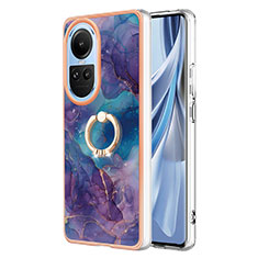 Custodia Silicone Gel Morbida Fantasia Modello Cover con Anello Supporto YB1 per Oppo Reno10 Pro 5G Viola