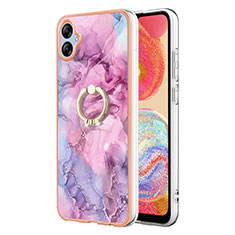 Custodia Silicone Gel Morbida Fantasia Modello Cover con Anello Supporto YB1 per Samsung Galaxy A04E Lavanda