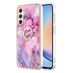 Custodia Silicone Gel Morbida Fantasia Modello Cover con Anello Supporto YB1 per Samsung Galaxy A24 4G Lavanda