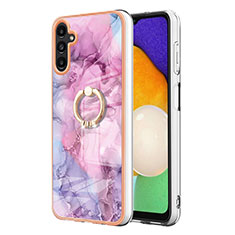 Custodia Silicone Gel Morbida Fantasia Modello Cover con Anello Supporto YB1 per Samsung Galaxy A34 5G Lavanda