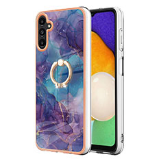 Custodia Silicone Gel Morbida Fantasia Modello Cover con Anello Supporto YB1 per Samsung Galaxy A34 5G Viola