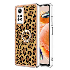 Custodia Silicone Gel Morbida Fantasia Modello Cover con Anello Supporto YB1 per Xiaomi Redmi Note 11 Pro 5G Marrone