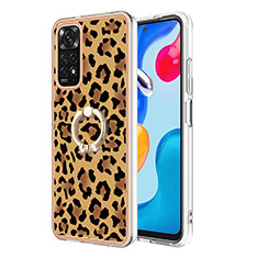 Custodia Silicone Gel Morbida Fantasia Modello Cover con Anello Supporto YB1 per Xiaomi Redmi Note 11S 4G Marrone