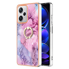 Custodia Silicone Gel Morbida Fantasia Modello Cover con Anello Supporto YB1 per Xiaomi Redmi Note 12 Explorer Lavanda