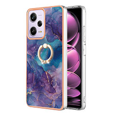 Custodia Silicone Gel Morbida Fantasia Modello Cover con Anello Supporto YB1 per Xiaomi Redmi Note 12 Pro 5G Viola