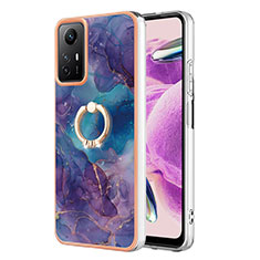 Custodia Silicone Gel Morbida Fantasia Modello Cover con Anello Supporto YB1 per Xiaomi Redmi Note 12S Viola