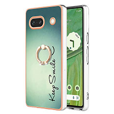 Custodia Silicone Gel Morbida Fantasia Modello Cover con Anello Supporto YB2 per Google Pixel 7a 5G Verde
