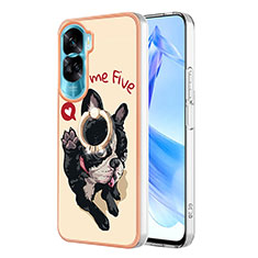 Custodia Silicone Gel Morbida Fantasia Modello Cover con Anello Supporto YB2 per Huawei Honor 90 Lite 5G Khaki