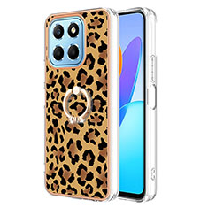 Custodia Silicone Gel Morbida Fantasia Modello Cover con Anello Supporto YB2 per Huawei Honor X6 Marrone