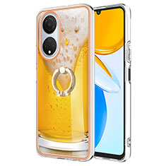 Custodia Silicone Gel Morbida Fantasia Modello Cover con Anello Supporto YB2 per Huawei Honor X7 Giallo