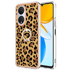 Custodia Silicone Gel Morbida Fantasia Modello Cover con Anello Supporto YB2 per Huawei Honor X7 Marrone