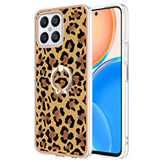 Custodia Silicone Gel Morbida Fantasia Modello Cover con Anello Supporto YB2 per Huawei Honor X8 4G Marrone