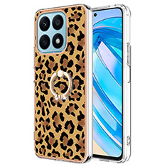 Custodia Silicone Gel Morbida Fantasia Modello Cover con Anello Supporto YB2 per Huawei Honor X8a 4G Marrone