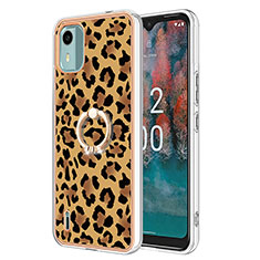 Custodia Silicone Gel Morbida Fantasia Modello Cover con Anello Supporto YB2 per Nokia C12 Pro Marrone