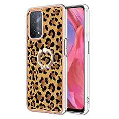 Custodia Silicone Gel Morbida Fantasia Modello Cover con Anello Supporto YB2 per Oppo A54 5G Marrone