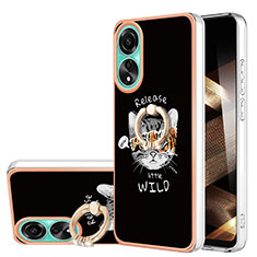 Custodia Silicone Gel Morbida Fantasia Modello Cover con Anello Supporto YB2 per Oppo A78 4G Multicolore