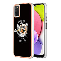 Custodia Silicone Gel Morbida Fantasia Modello Cover con Anello Supporto YB2 per Samsung Galaxy A02s Multicolore