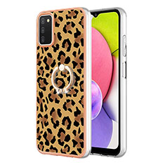 Custodia Silicone Gel Morbida Fantasia Modello Cover con Anello Supporto YB2 per Samsung Galaxy A03s Marrone