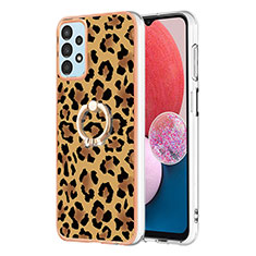 Custodia Silicone Gel Morbida Fantasia Modello Cover con Anello Supporto YB2 per Samsung Galaxy A13 4G Marrone