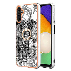 Custodia Silicone Gel Morbida Fantasia Modello Cover con Anello Supporto YB2 per Samsung Galaxy A13 5G Grigio