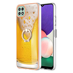 Custodia Silicone Gel Morbida Fantasia Modello Cover con Anello Supporto YB2 per Samsung Galaxy A22s 5G Giallo