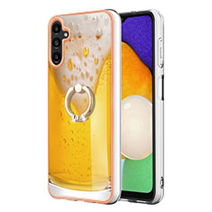 Custodia Silicone Gel Morbida Fantasia Modello Cover con Anello Supporto YB2 per Samsung Galaxy A34 5G Giallo