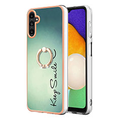 Custodia Silicone Gel Morbida Fantasia Modello Cover con Anello Supporto YB2 per Samsung Galaxy A54 5G Verde