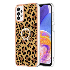 Custodia Silicone Gel Morbida Fantasia Modello Cover con Anello Supporto YB2 per Samsung Galaxy A72 4G Marrone