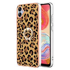 Custodia Silicone Gel Morbida Fantasia Modello Cover con Anello Supporto YB2 per Samsung Galaxy F04 Marrone