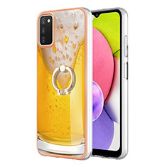 Custodia Silicone Gel Morbida Fantasia Modello Cover con Anello Supporto YB2 per Samsung Galaxy M02s Giallo