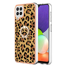 Custodia Silicone Gel Morbida Fantasia Modello Cover con Anello Supporto YB2 per Samsung Galaxy M32 4G Marrone