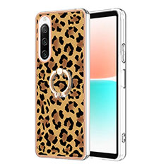 Custodia Silicone Gel Morbida Fantasia Modello Cover con Anello Supporto YB2 per Sony Xperia 10 IV Marrone