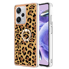 Custodia Silicone Gel Morbida Fantasia Modello Cover con Anello Supporto YB2 per Xiaomi Redmi Note 12 Explorer Marrone