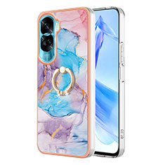 Custodia Silicone Gel Morbida Fantasia Modello Cover con Anello Supporto YB3 per Huawei Honor 90 Lite 5G Blu