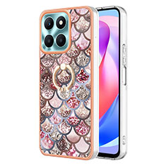 Custodia Silicone Gel Morbida Fantasia Modello Cover con Anello Supporto YB3 per Huawei Honor X6a Marrone