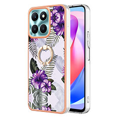 Custodia Silicone Gel Morbida Fantasia Modello Cover con Anello Supporto YB3 per Huawei Honor X6a Viola