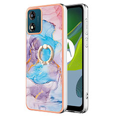 Custodia Silicone Gel Morbida Fantasia Modello Cover con Anello Supporto YB3 per Motorola Moto E13 Blu