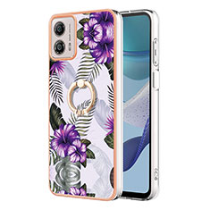 Custodia Silicone Gel Morbida Fantasia Modello Cover con Anello Supporto YB3 per Motorola Moto G53 5G Viola